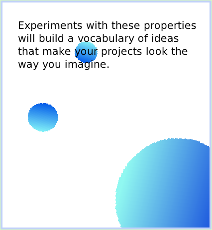HaloColorPropertySheet, page 4. Experiments with these properties will build a vocabulary of ideas that make your projects look the way you imagine.  