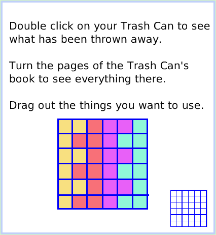 HaloTrash, page 4. Double click on your Trash Can to see what has been thrown away.Turn the pages of the Trash Can's book to see everything there. Drag out the things you want to use.  