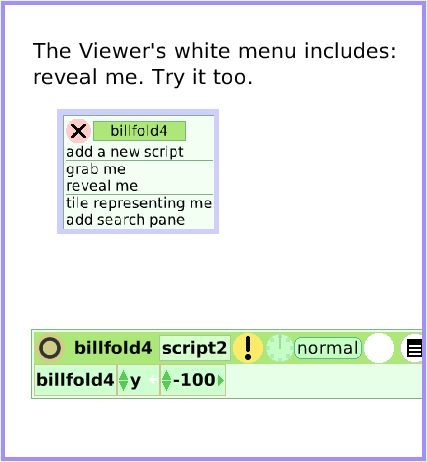 MenuGrabMeRevealMe, page 4. The Viewer's white menu includes: reveal me. Try it too.  