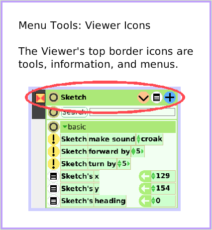 MenuViewerIconsSet, page 1. Menu Tools: Viewer IconsThe Viewer's top border icons are tools, information, and menus.  