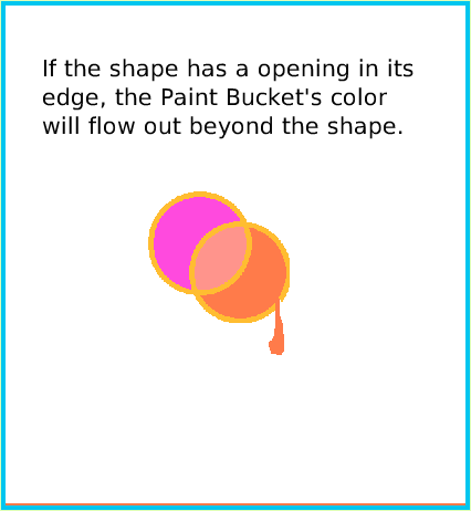 PaintBucketTool, page 4. If the shape has a opening in its edge, the Paint Bucket's color will flow out beyond the shape.  