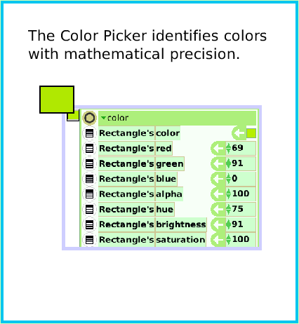 PaintColorPicker, page 3. The Color Picker identifies colors with mathematical precision.  