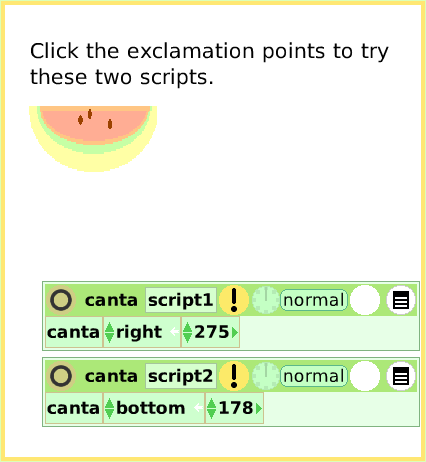 ScriptTileExactLocation, page 3. Click the exclamation points to try these two scripts.  