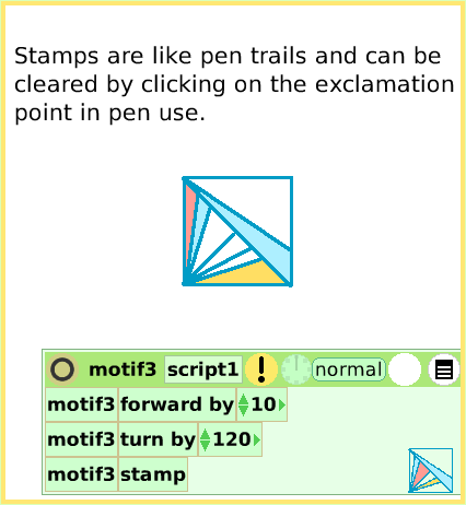 ScriptTileStamps, page 4. Stamps are like pen trails and can be cleared by clicking on the exclamation point in pen use.  