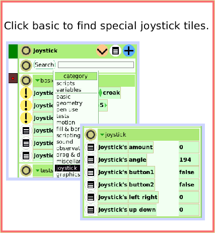 SuppliesJoystickControl, page 3. Click basic to find special joystick tiles.  