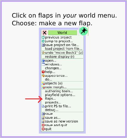 MenuMakeNewFlap, page 2. Click on flaps in your world menu. Choose: make a new flap.  