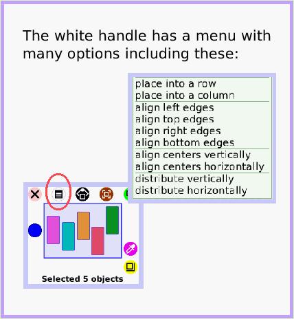 MenuSelect-aGroup, page 3. The white handle has a menu with many options including these:.  