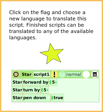 NavBarChoose-aLanguage, page 2. Click on the flag and choose a new language to translate this script. Finished scripts can be translated to any of the available languages.  