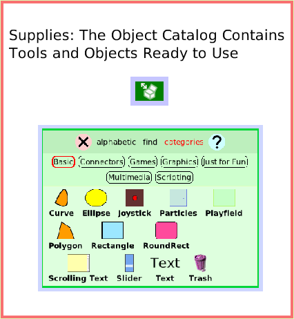 SuppliesObjectCatalog, page 1. Supplies: The Object Catalog Contains Tools and Objects Ready to Use.  